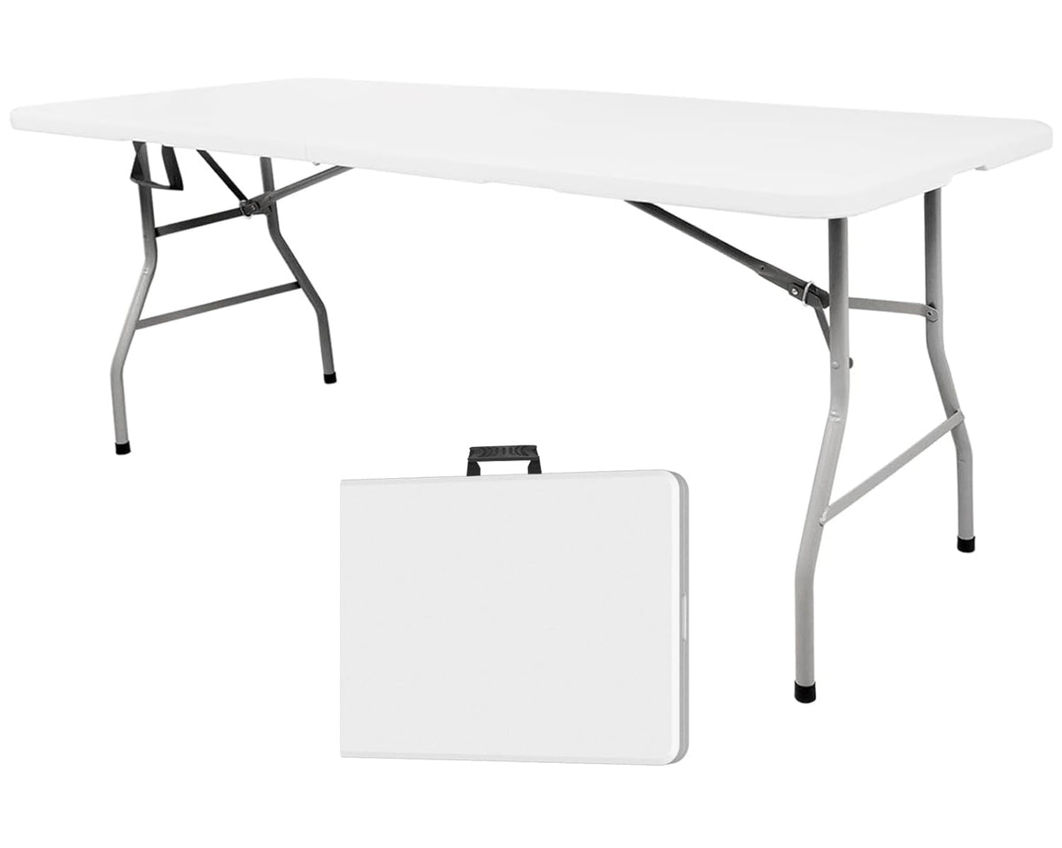 6ft White Folding Plastic Table with Handle Z155