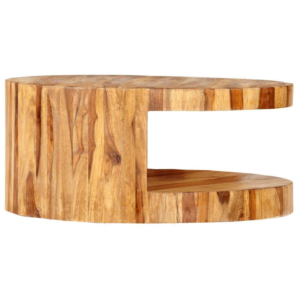 25.6"x11.8" Solid Sheesham Wood Round Coffee Table L15292
