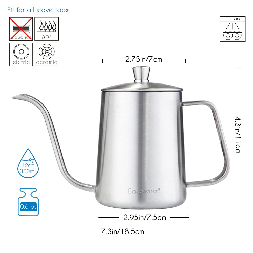 12 oz Stainless Steel French Press and Gooseneck Pour Over Kettle Z344883