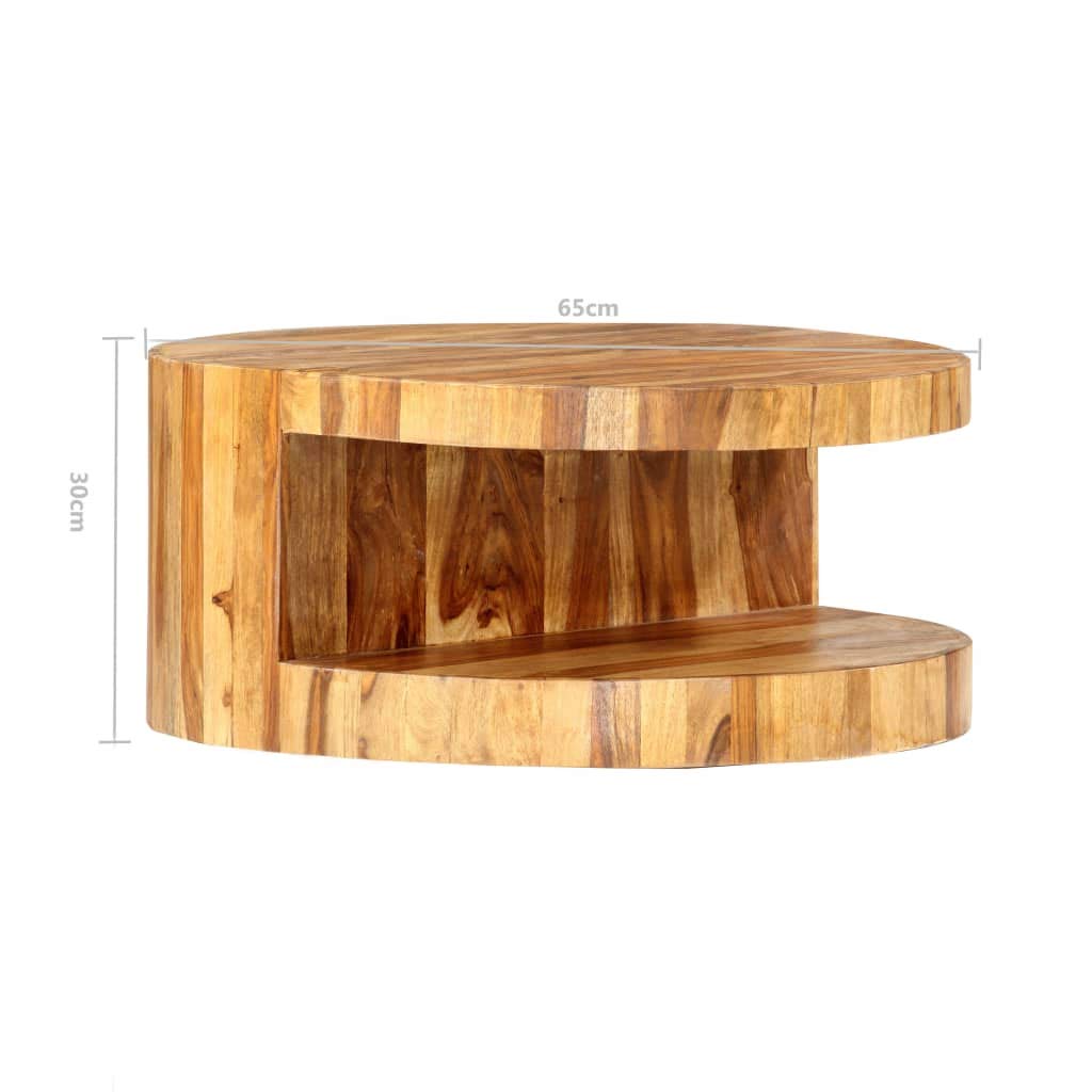 25.6"x11.8" Solid Sheesham Wood Round Coffee Table L15292