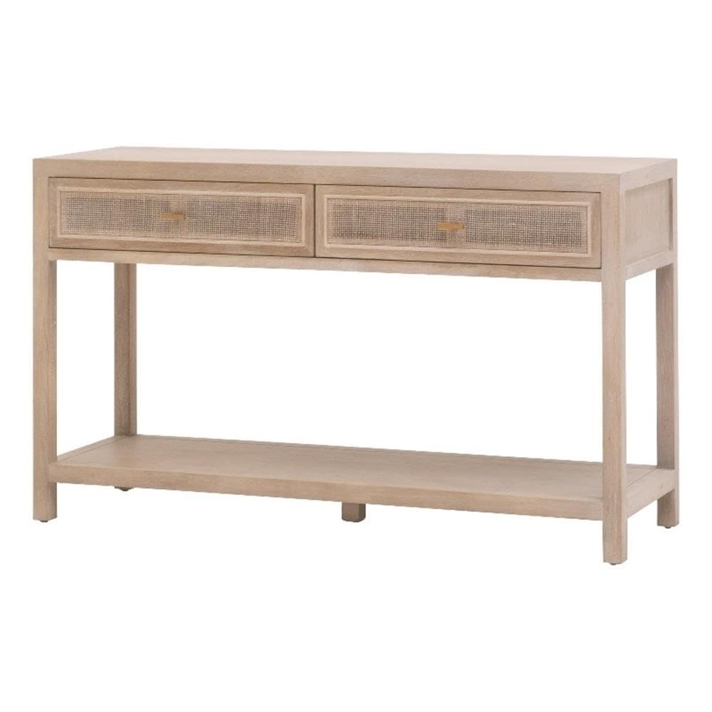 50.5 in Wide Solid Reclaimed Oak Wood and Cane Console Table W539153
