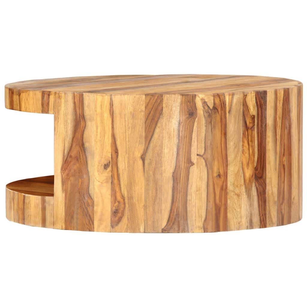 25.6"x11.8" Solid Sheesham Wood Round Coffee Table L15292