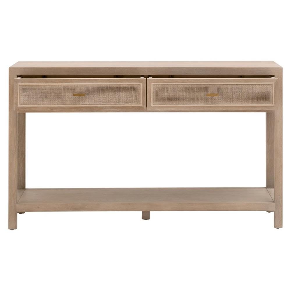 50.5 in Wide Solid Reclaimed Oak Wood and Cane Console Table W539153