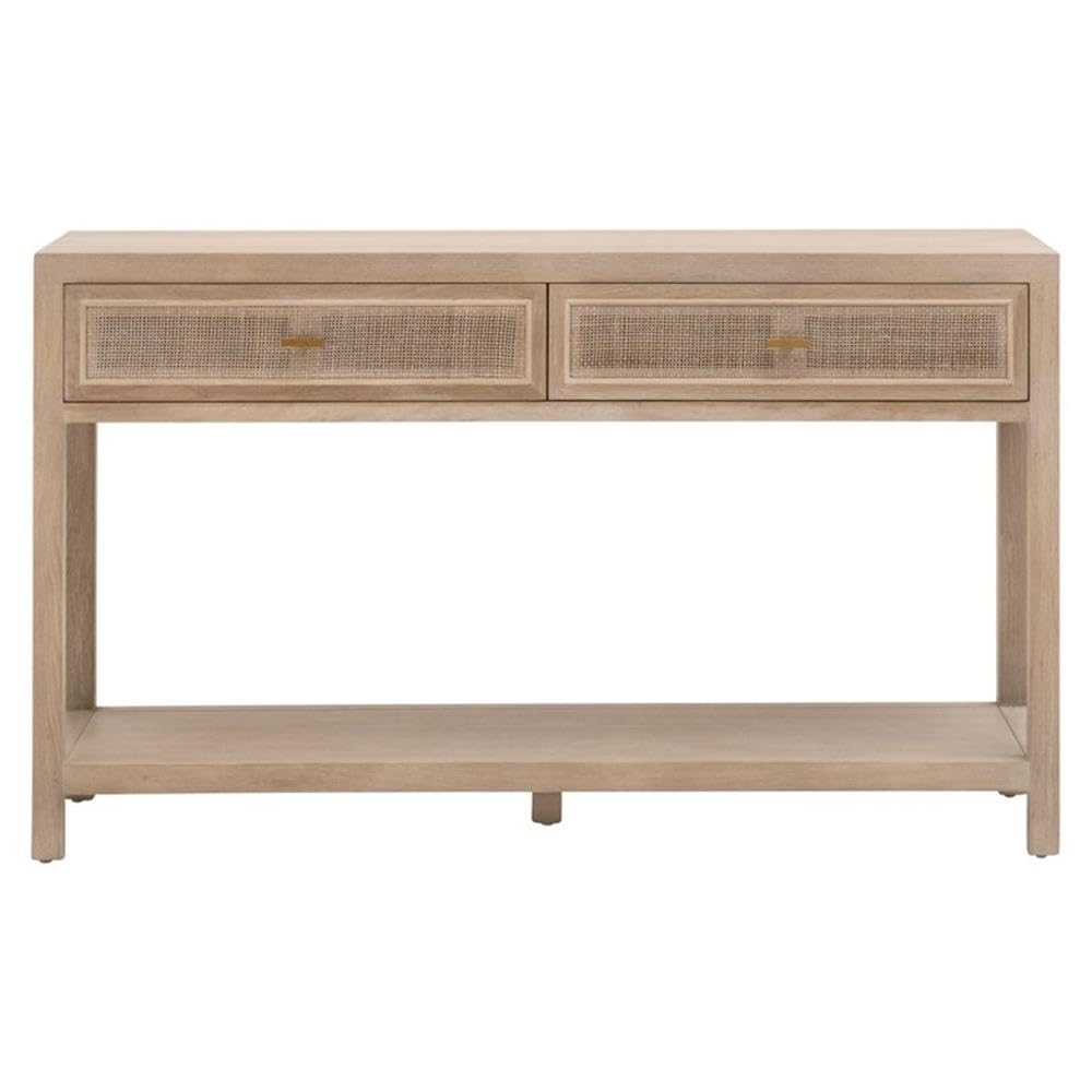 50.5 in Wide Solid Reclaimed Oak Wood and Cane Console Table W539153