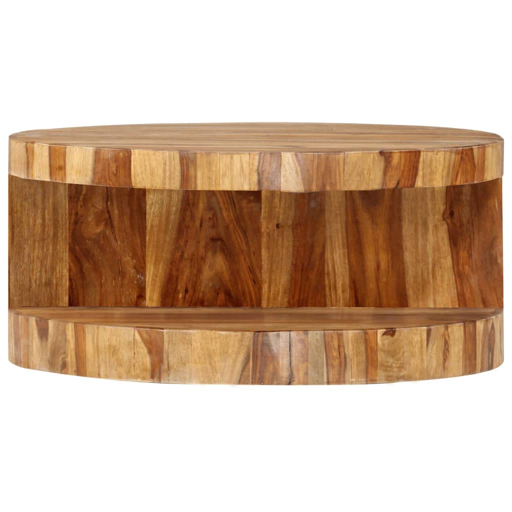25.6"x11.8" Solid Sheesham Wood Round Coffee Table L15292