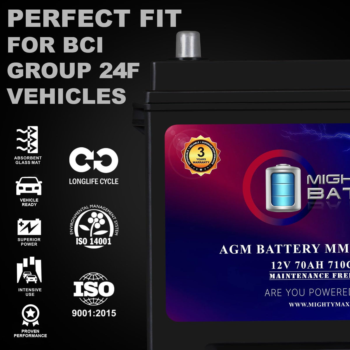 12V 70Ah AGM Replacement Battery X25016