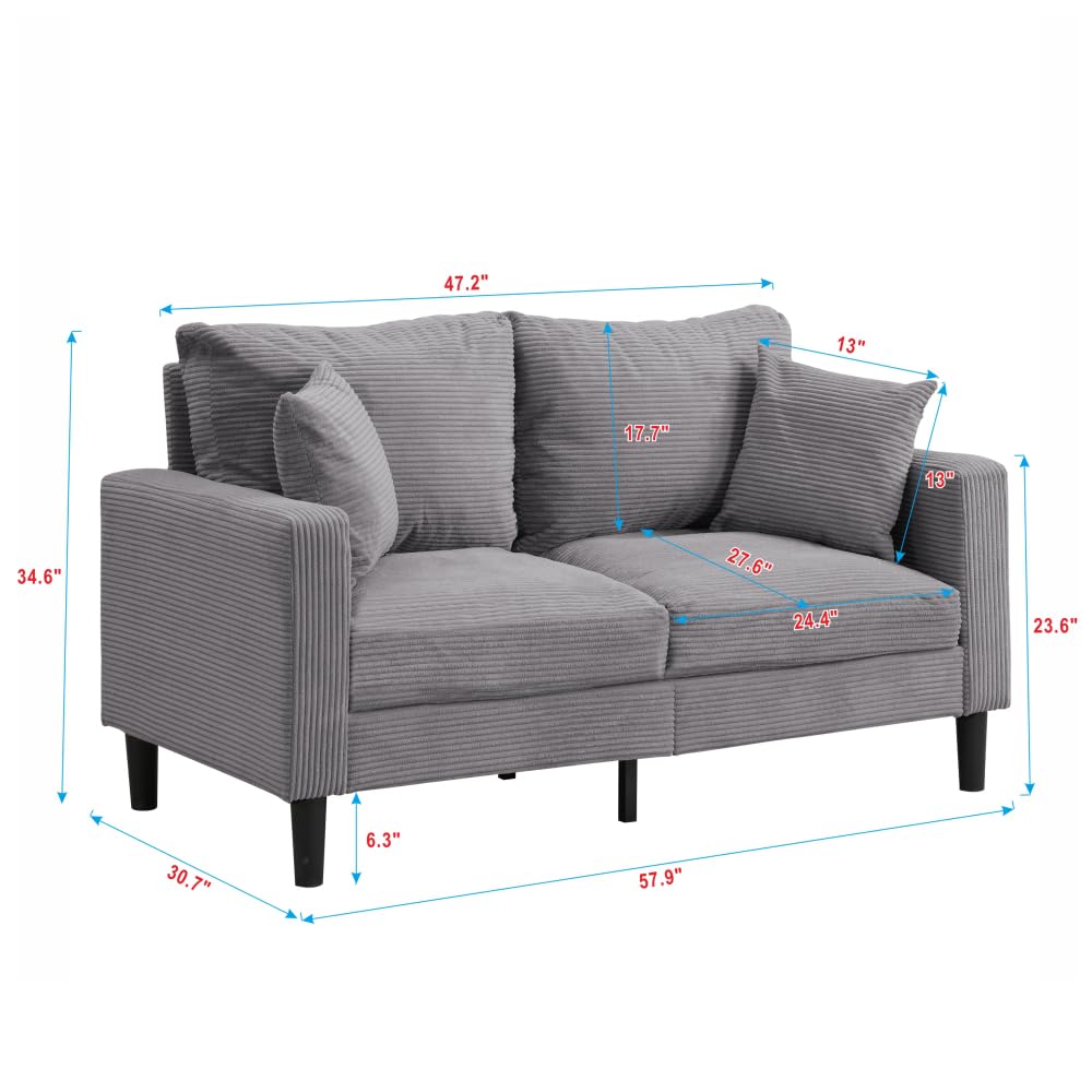Light Gray 2 Seat Upholstered Sofa K862