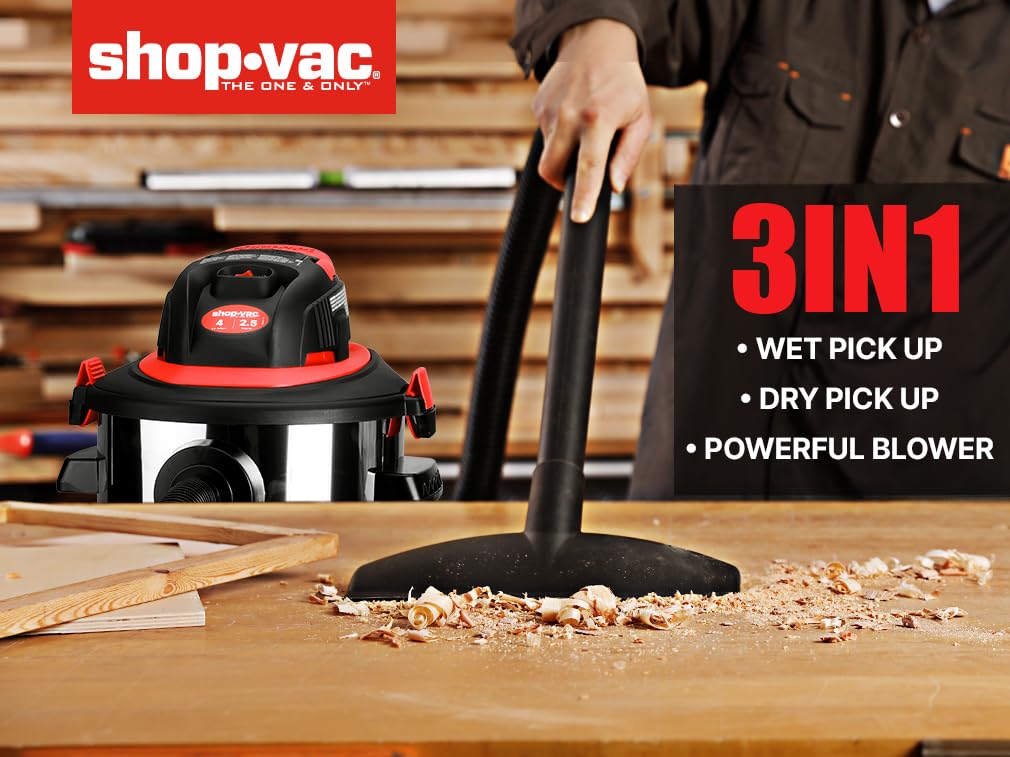 Wet/Dry Vacuum Cleaner, 4 Gallon, 2.5 Peak HP U924144