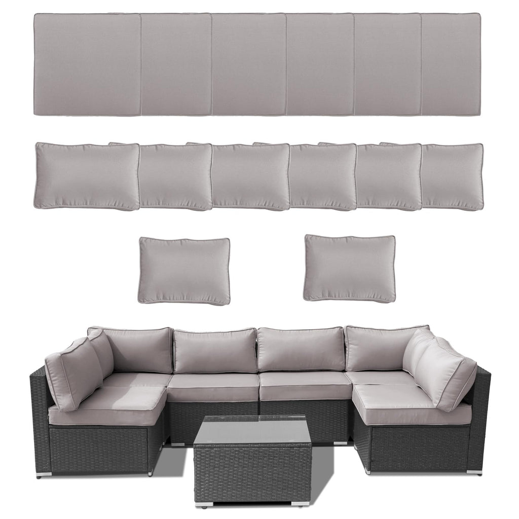 14 Piece Waterproof Outdoor Sofa Cushion Replacement with Zippers N1344