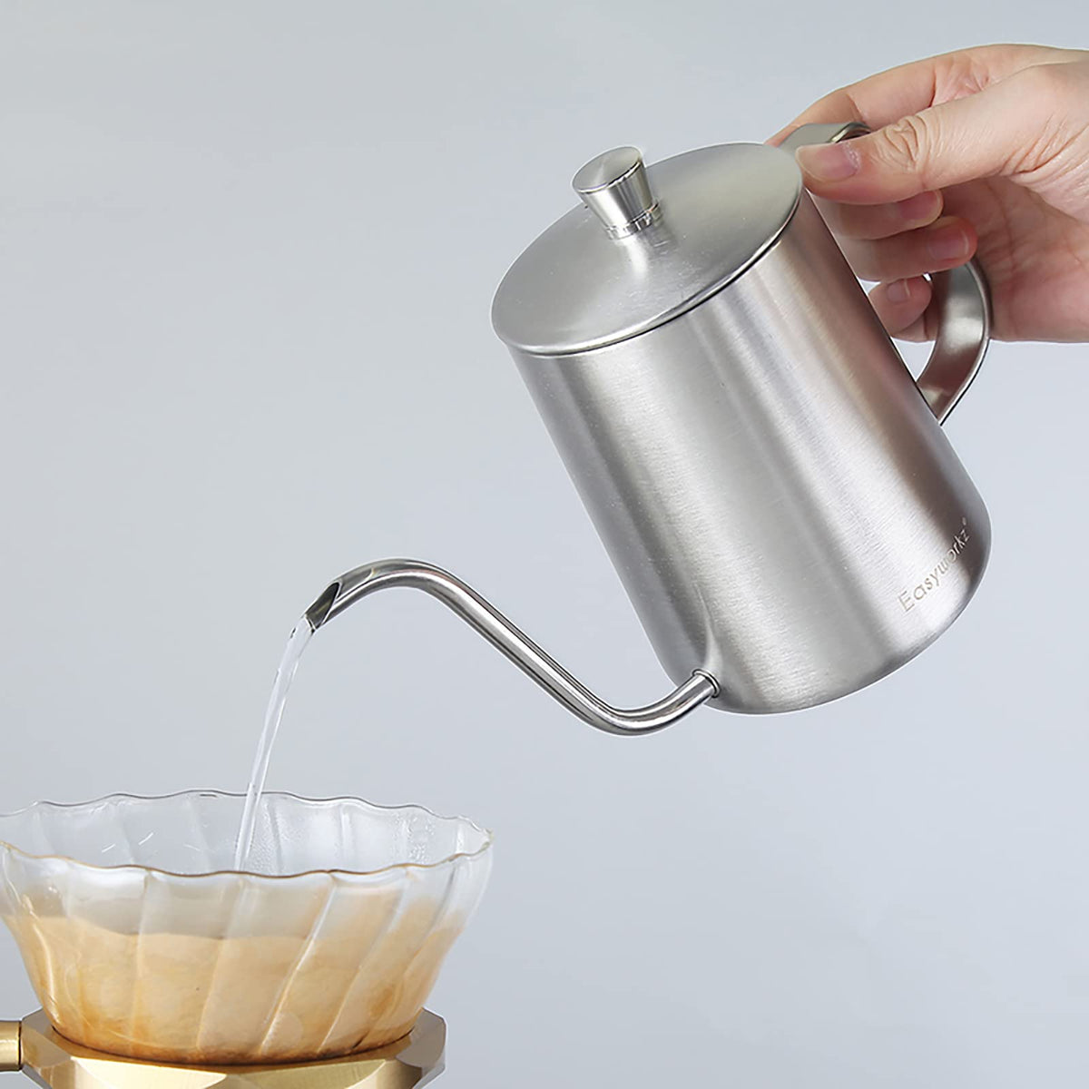 12 oz Stainless Steel French Press and Gooseneck Pour Over Kettle Z344883