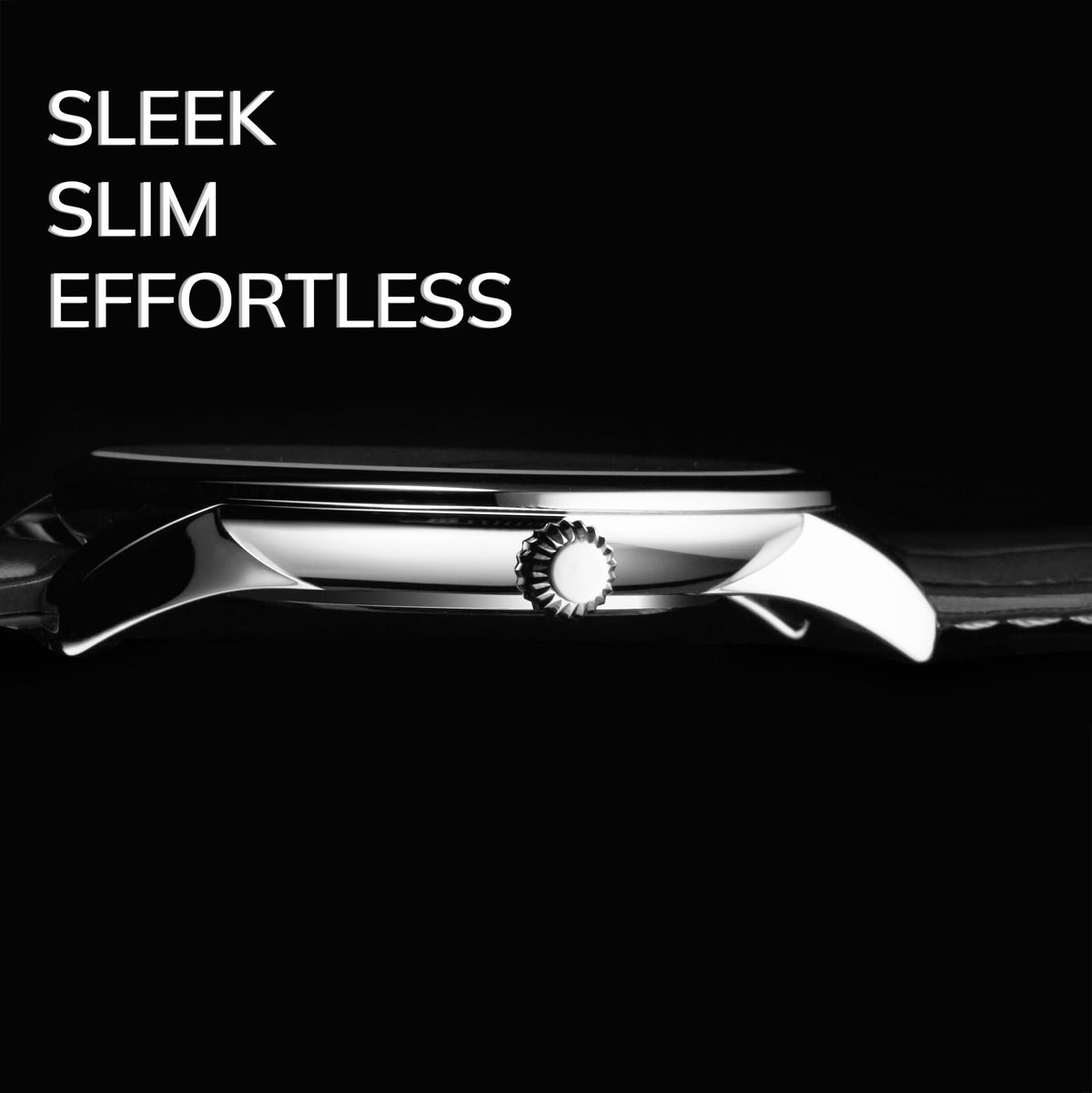 Men's 40mm Ultra Slim Leather Strap Quartz Analog Dress Watch M577
