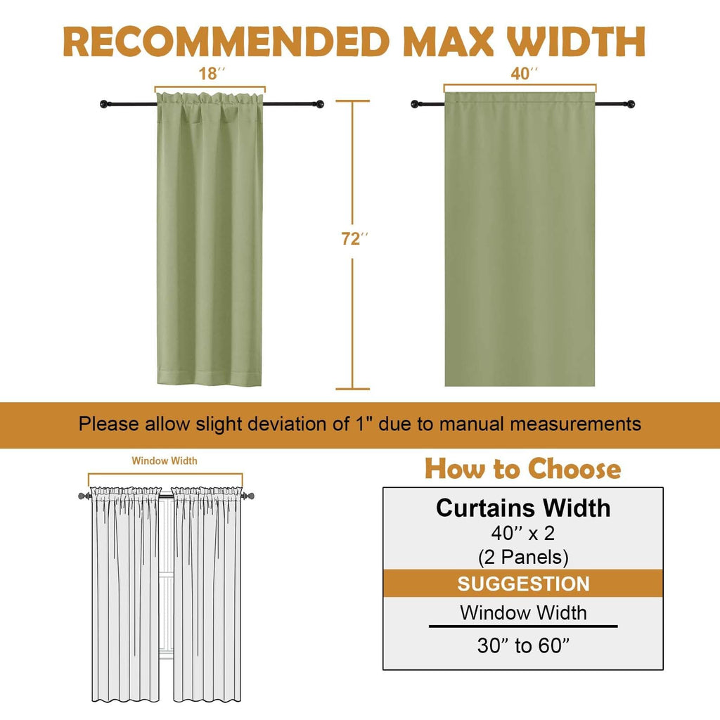 Sage Green 72 Inch Blackout Curtains 2 Panels Set X67215