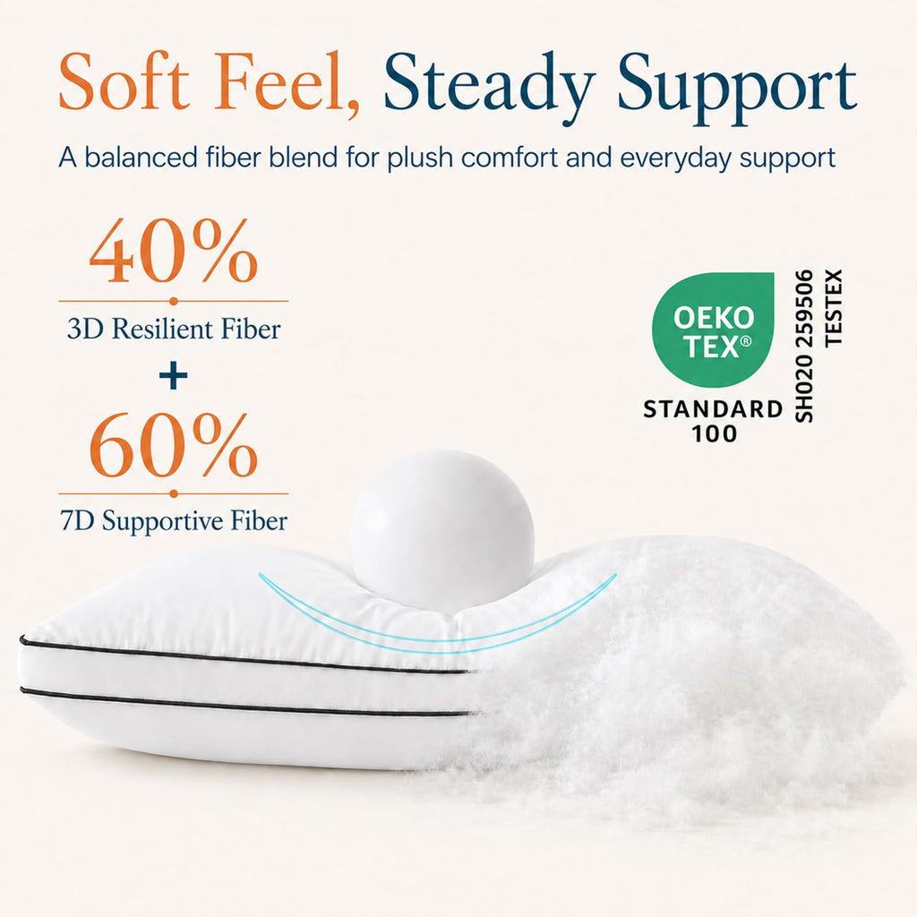 Queen Size Set of 2 Gusseted Bed Pillow A29227