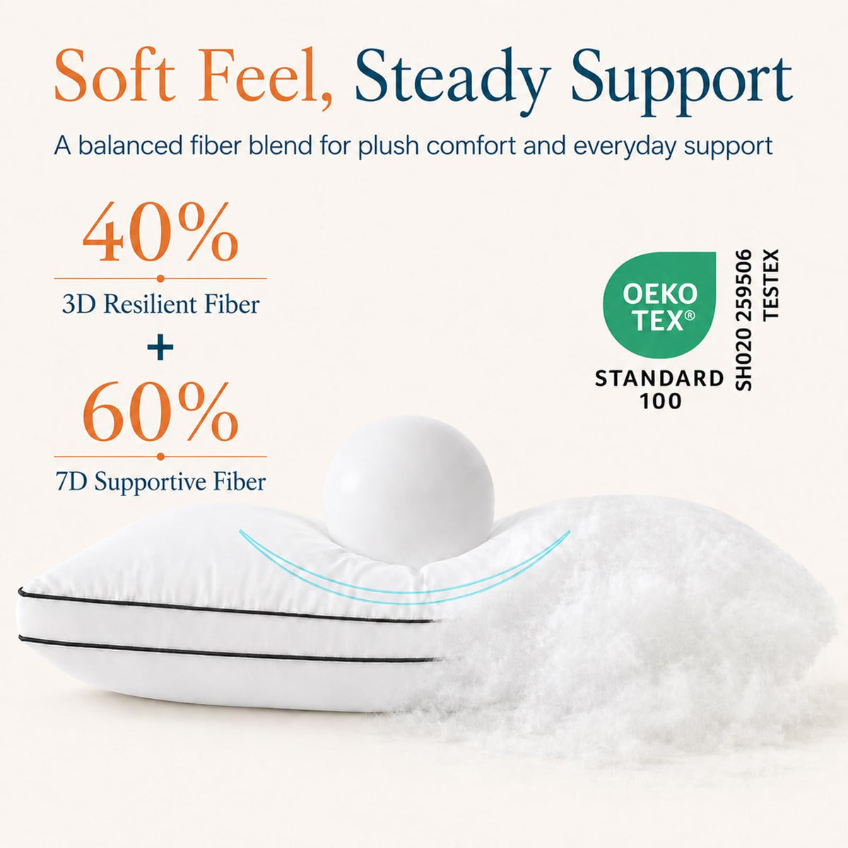 Queen Size Set of 2 Gusseted Bed Pillow A29227