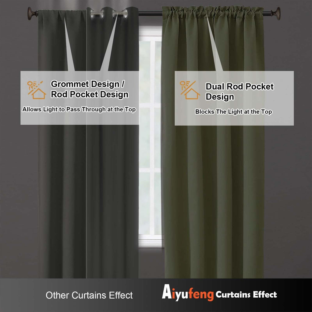 Sage Green 72 Inch Blackout Curtains 2 Panels Set X67215