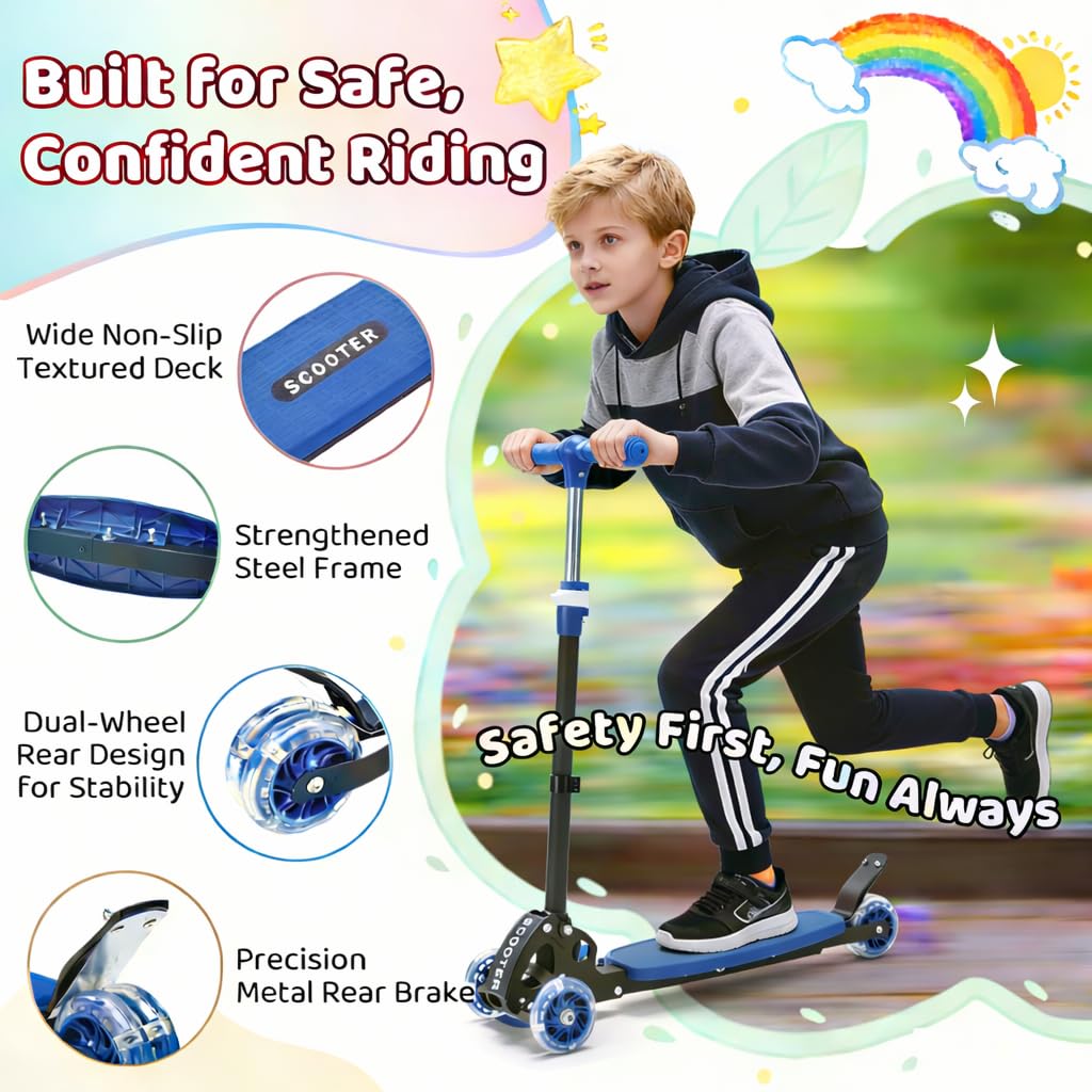 Three Wheeled Light Up Foldable Kick Scooter J3921
