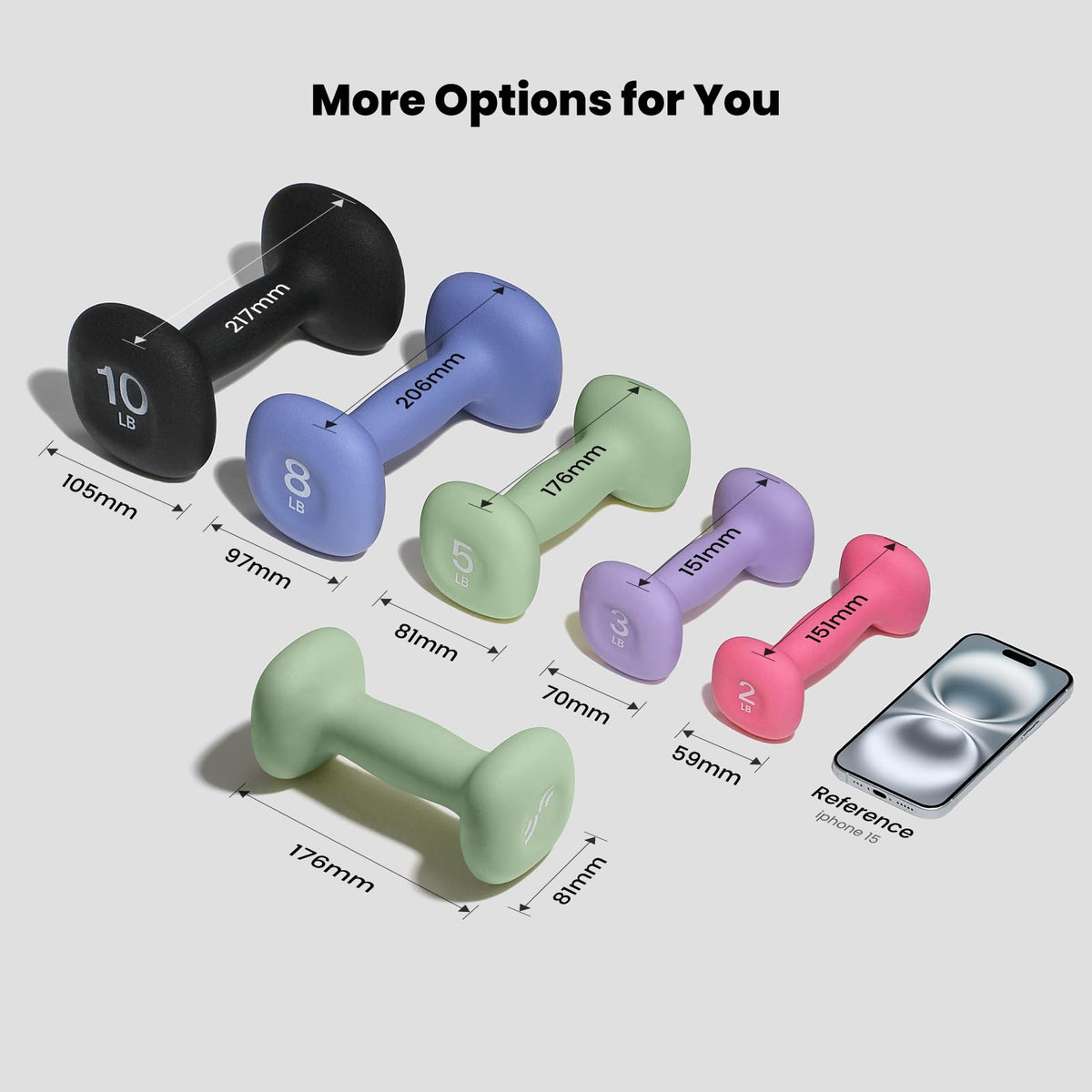 Neoprene Dumbbells Set of 2, 5lb Hand Weights, Green O369