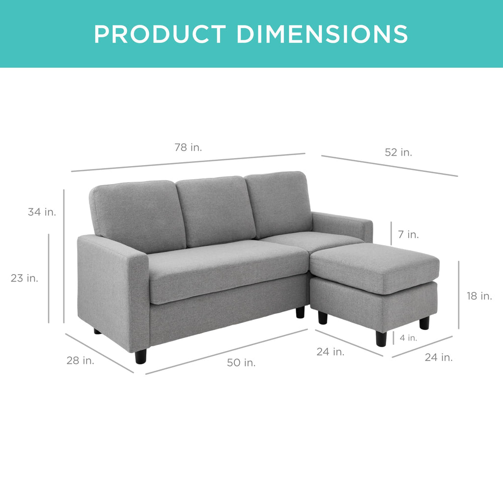 Light Gray Upholstered Sectional Sofa with Chaise M218473