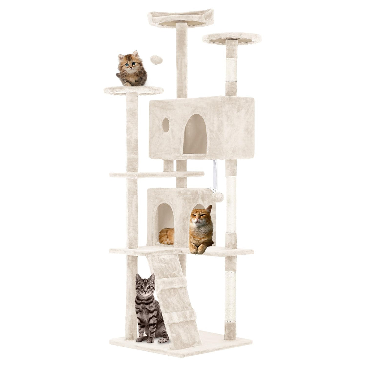 70 Inches Multi-Level Cat Tree with Scratching Posts Q896895