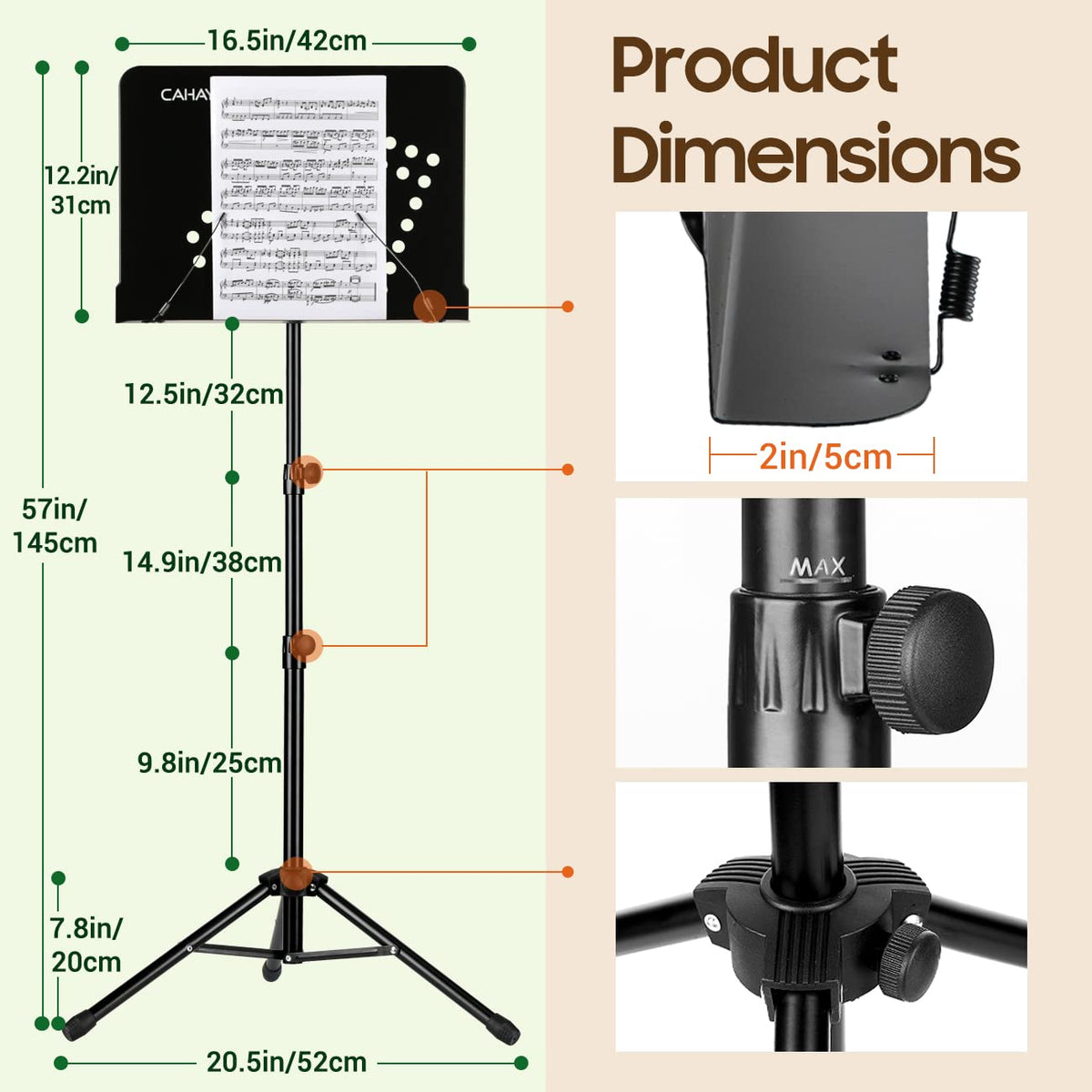 Adjustable Metal Sheet Music Stand with Carry Bag X677