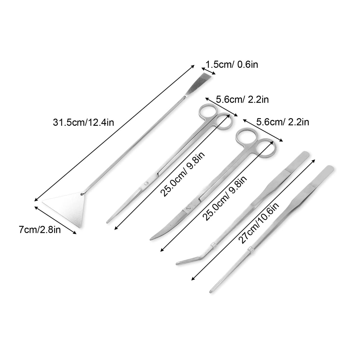 5 in 1 Stainless Steel Aquarium Scissors Tweezers Spatula Q250222