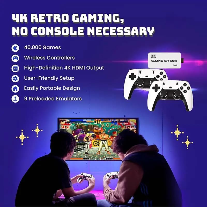 4K Wireless Retro Game Stick with 40000 Games and 26 Emulators R4285