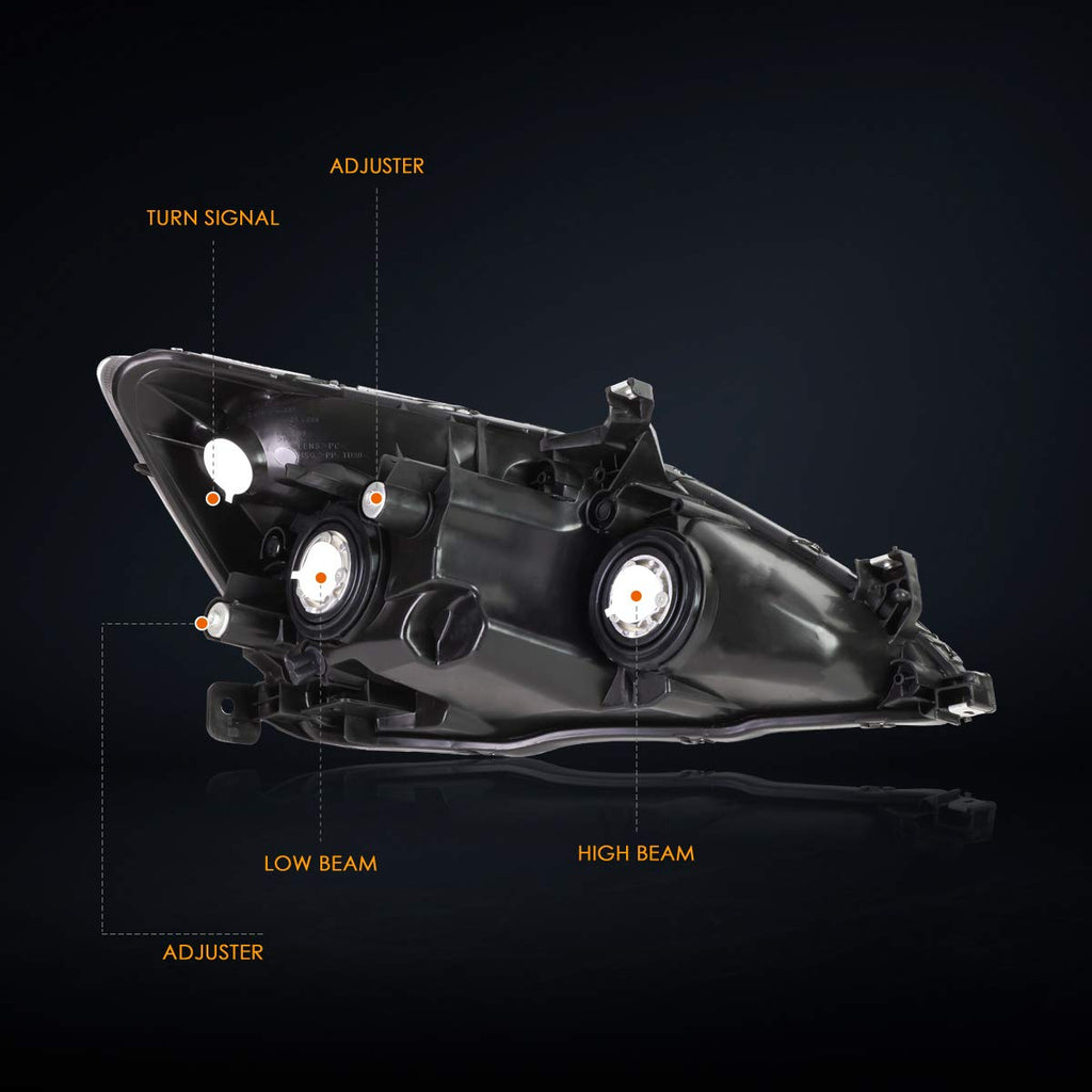 Headlights Assembly Pair of Halogen Headlamps with Chrome Housing Amber Corner M4495