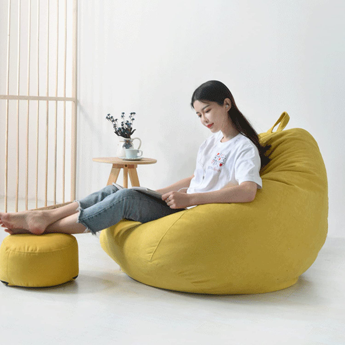 Yellow Washable Bean Bag Chair Cover G7179