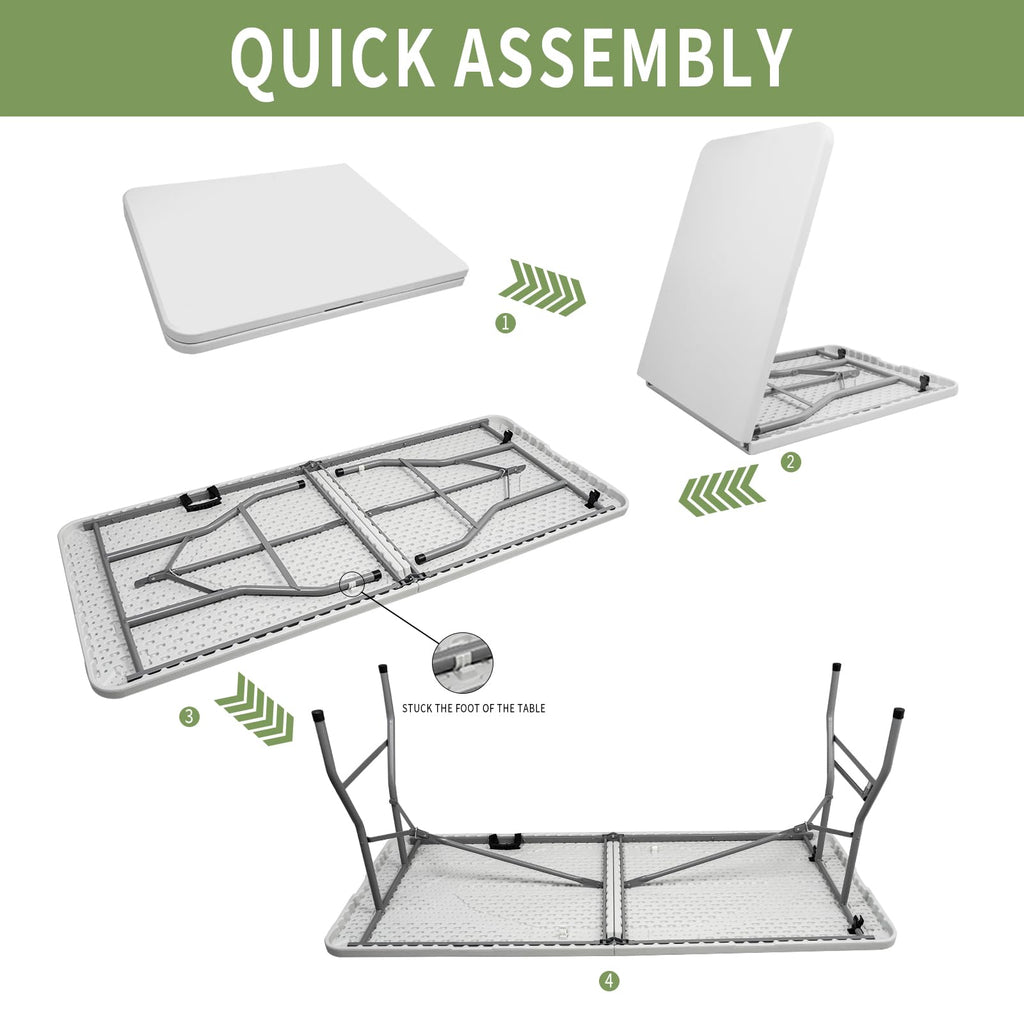 6ft White Folding Plastic Table with Handle Z155