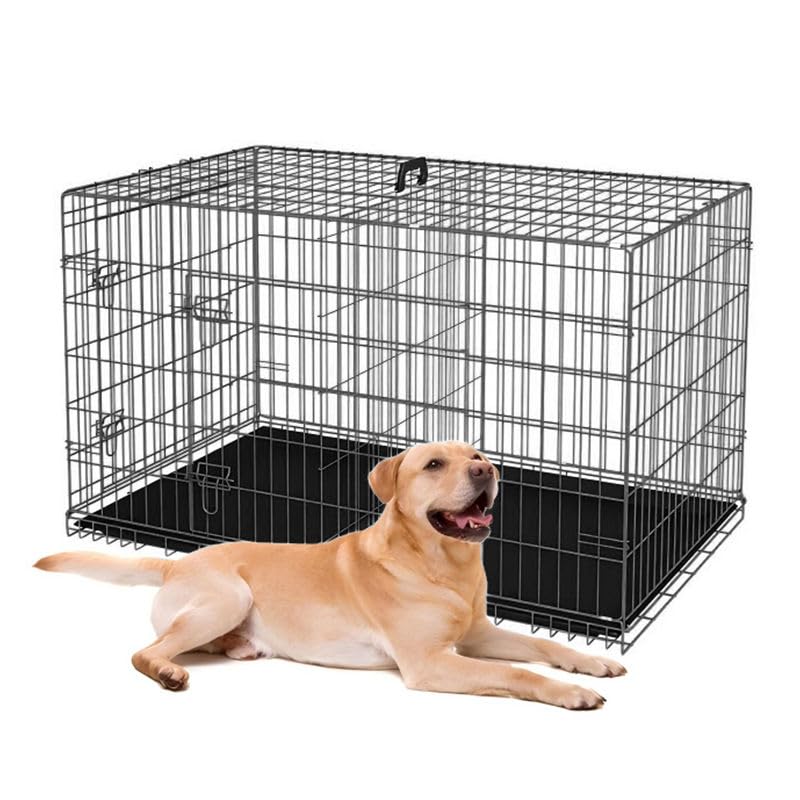 48-Inch Folding Metal Dog Crate with Divider, Tray, and Carry Handle M1247