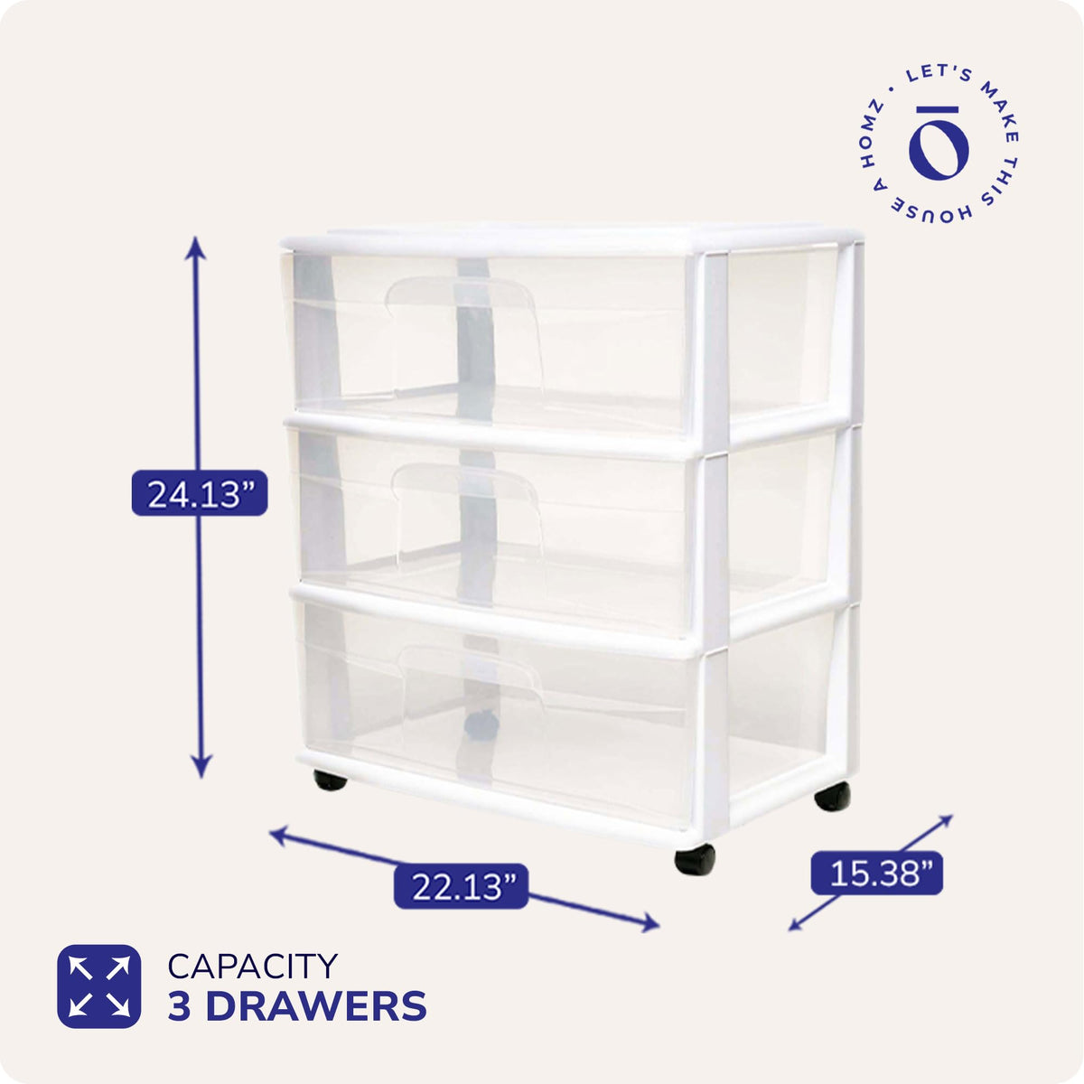 3-Tier Storage Cart with Removable Wheels D29235
