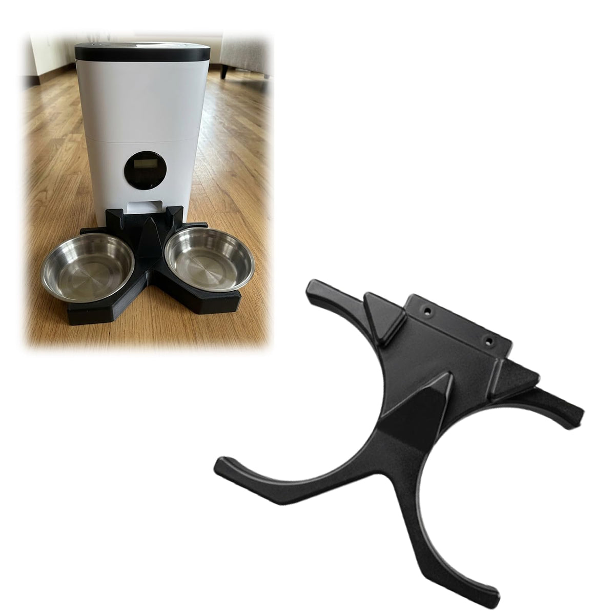 Black Dual Bowl Pet Food Splitter Q47612