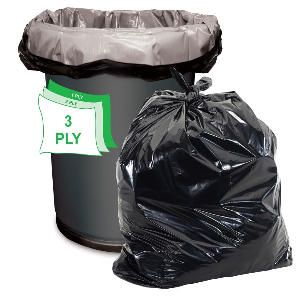 Black 40-45 Gal Trash Bags, 1.5 MIL, 100 Pk C94460