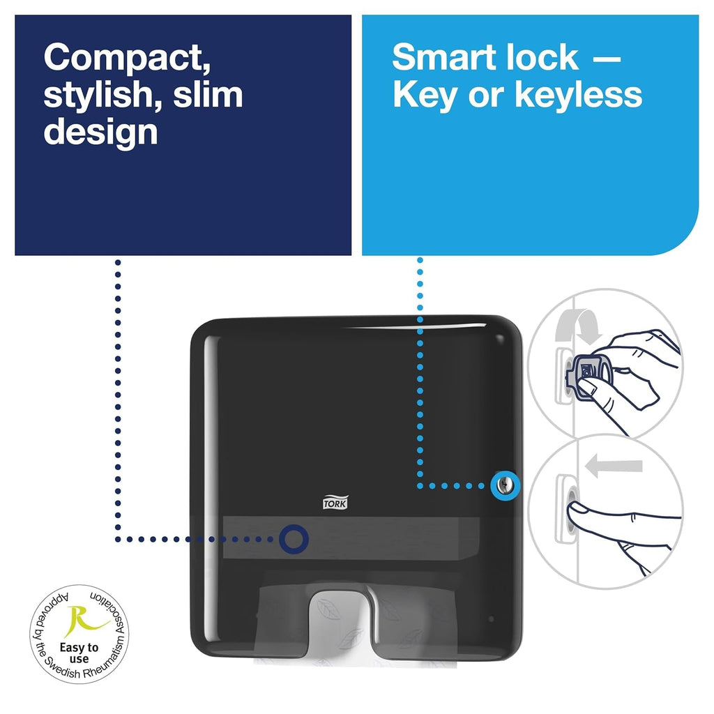 Black Multifold Hand Towel Dispenser and Natural Recycled Hand Towels U30450