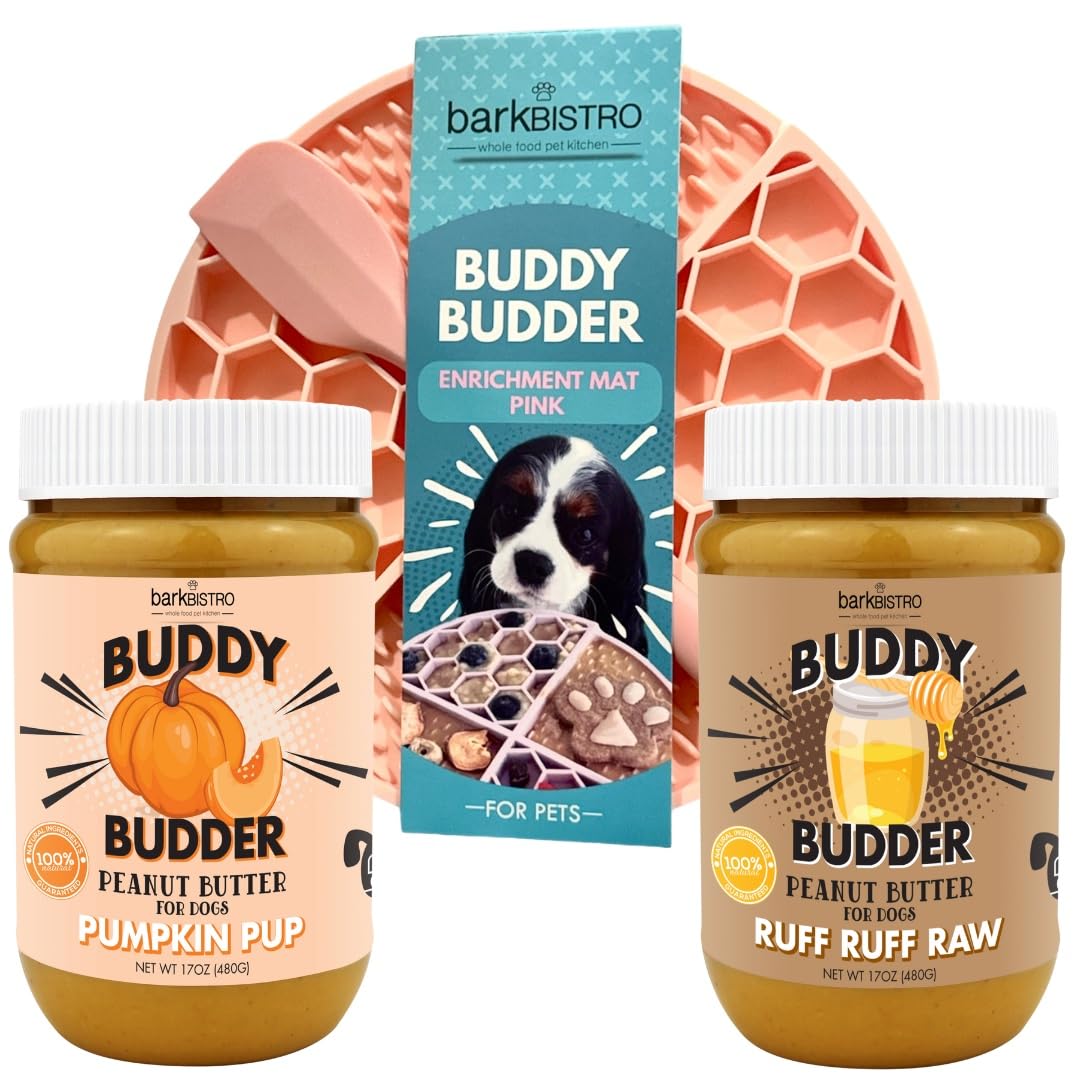 100% All Natural Peanut Butter Dog Treats Set of 2 17oz Jars with Lickmat S8894