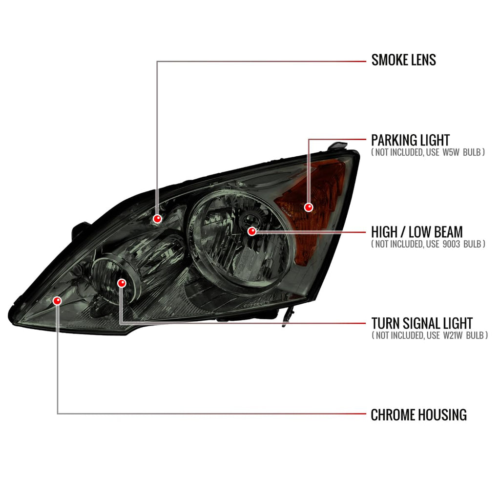 Chrome Housing Smoke Lens Headlights B112040