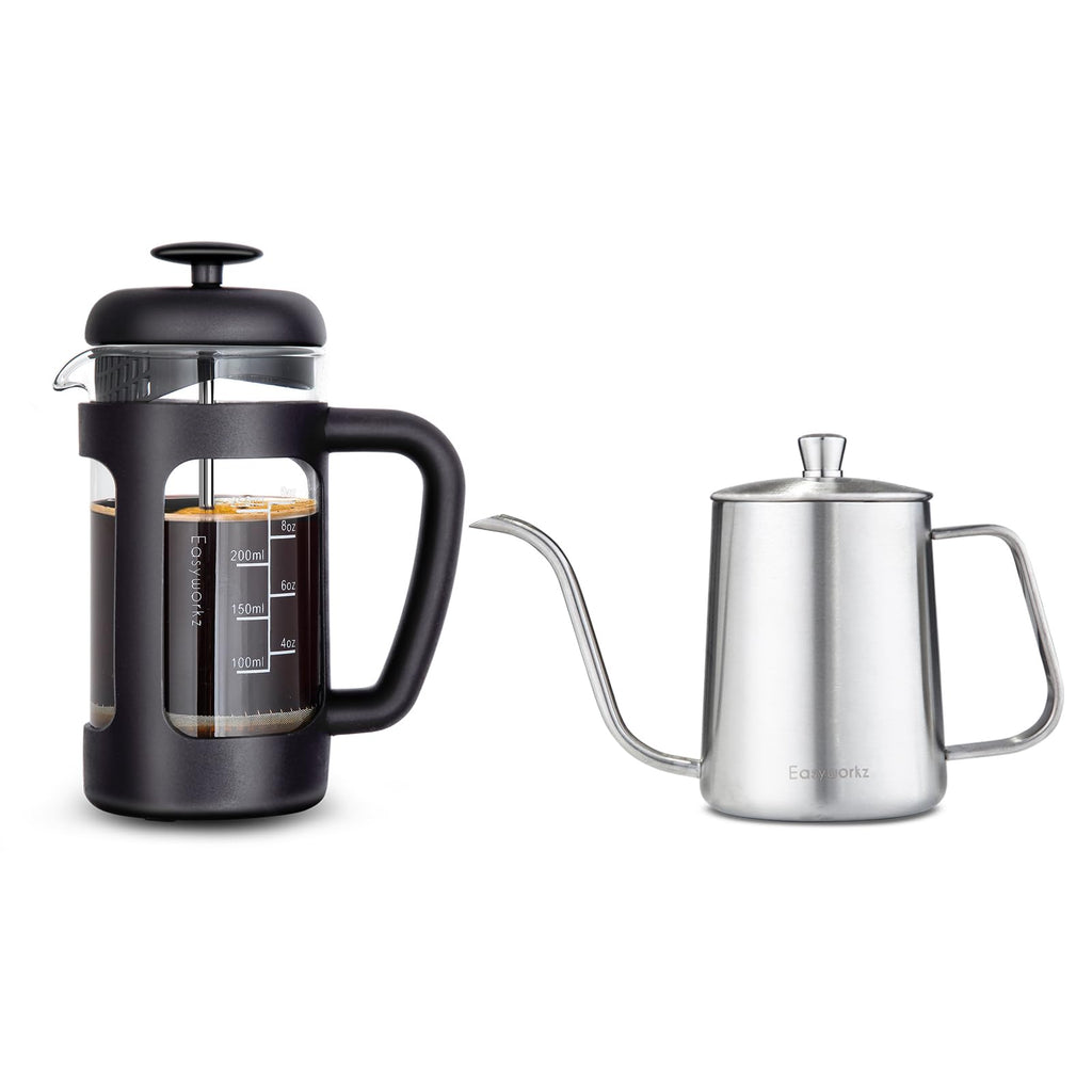 12 oz Stainless Steel French Press and Gooseneck Pour Over Kettle Z344883