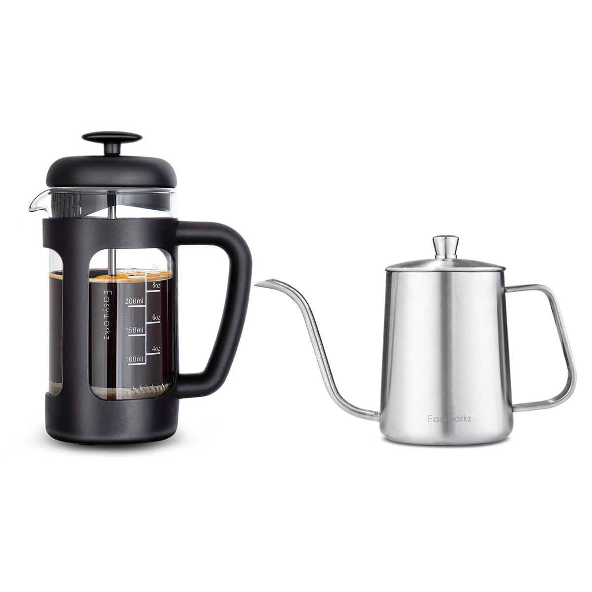12 oz Stainless Steel French Press and Gooseneck Pour Over Kettle Z344883