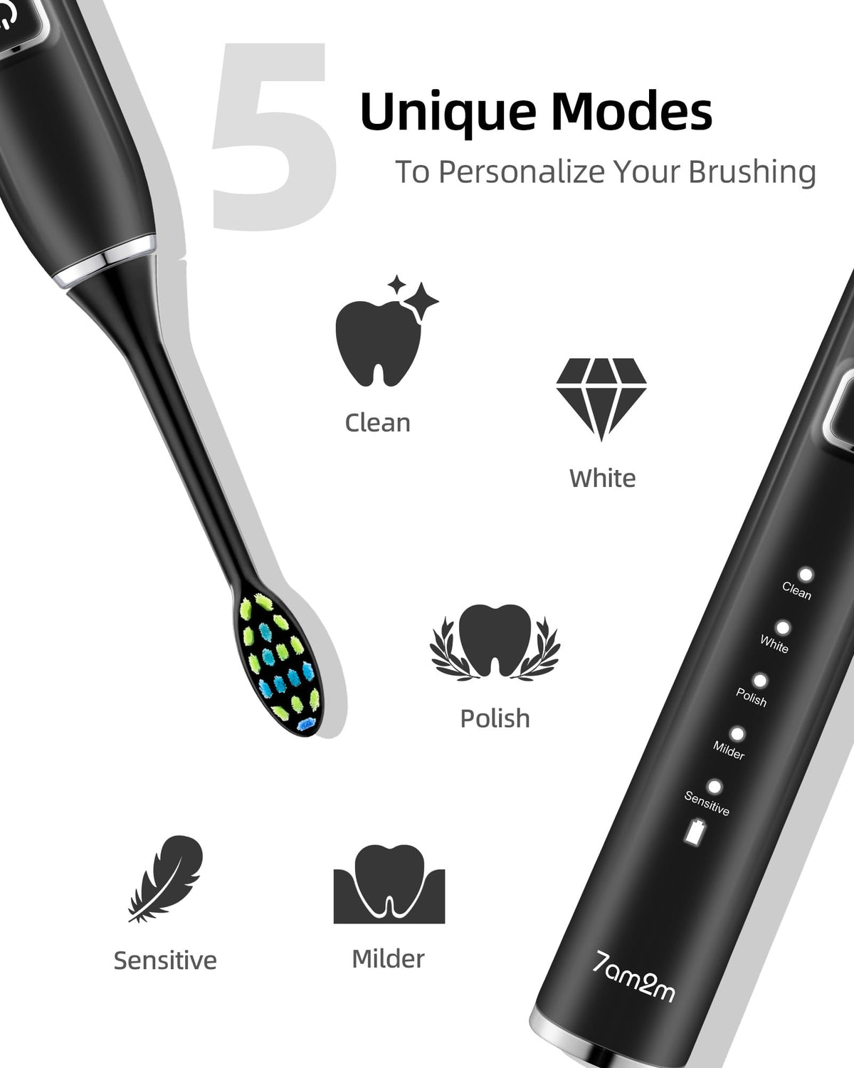 Sonic Electric Toothbrush with 12 Brush Heads, 2 Pack B7623