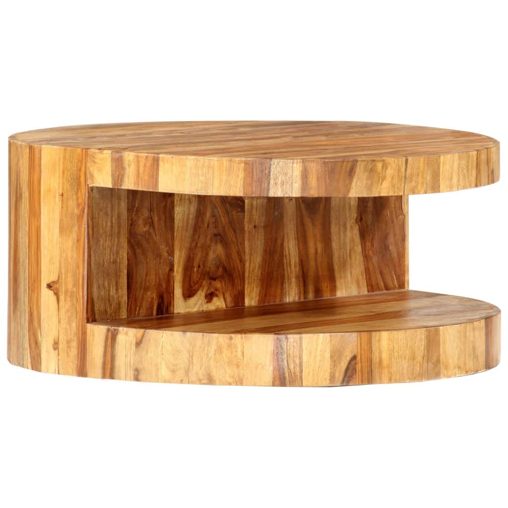 25.6"x11.8" Solid Sheesham Wood Round Coffee Table L15292