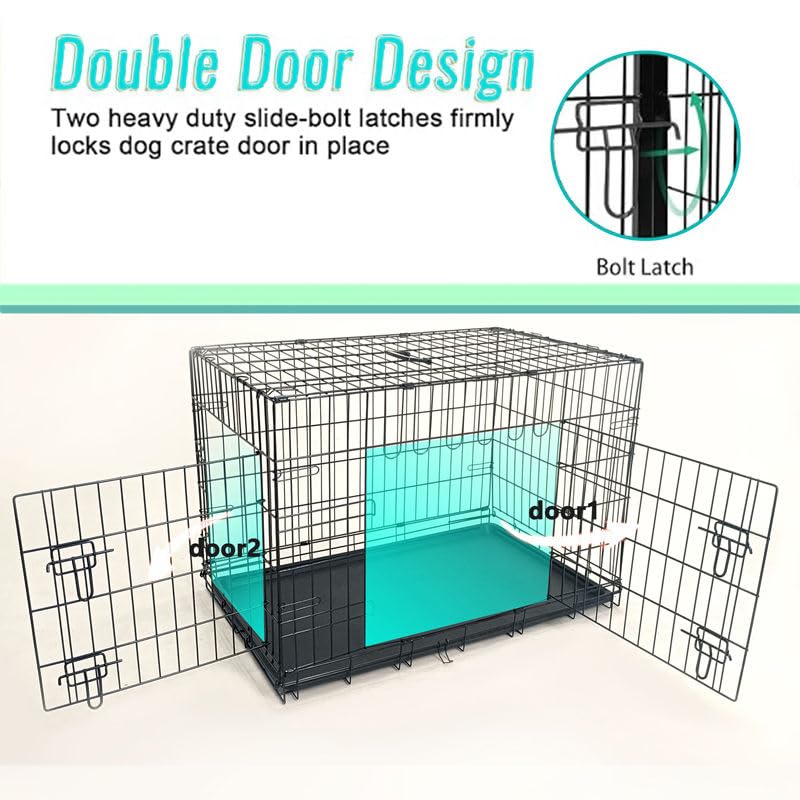 48-Inch Folding Metal Dog Crate with Divider, Tray, and Carry Handle M1247