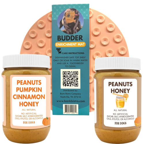 100% All Natural Peanut Butter Dog Treats Set of 2 17oz Jars with Lickmat S8894