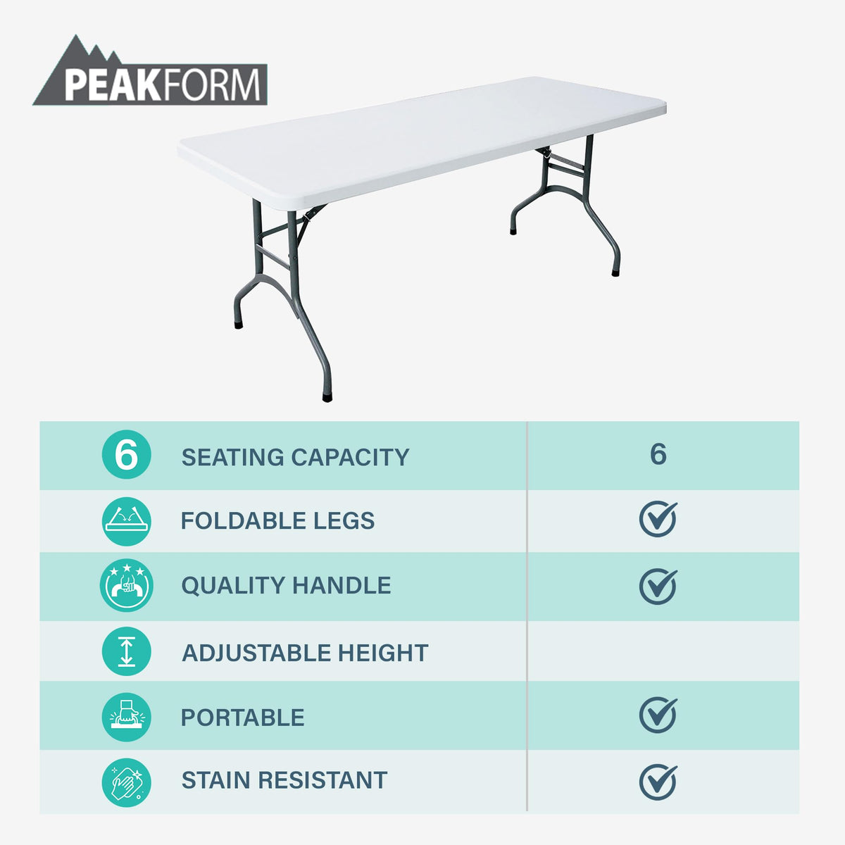 White 6 Foot Folding Multipurpose Table A115406
