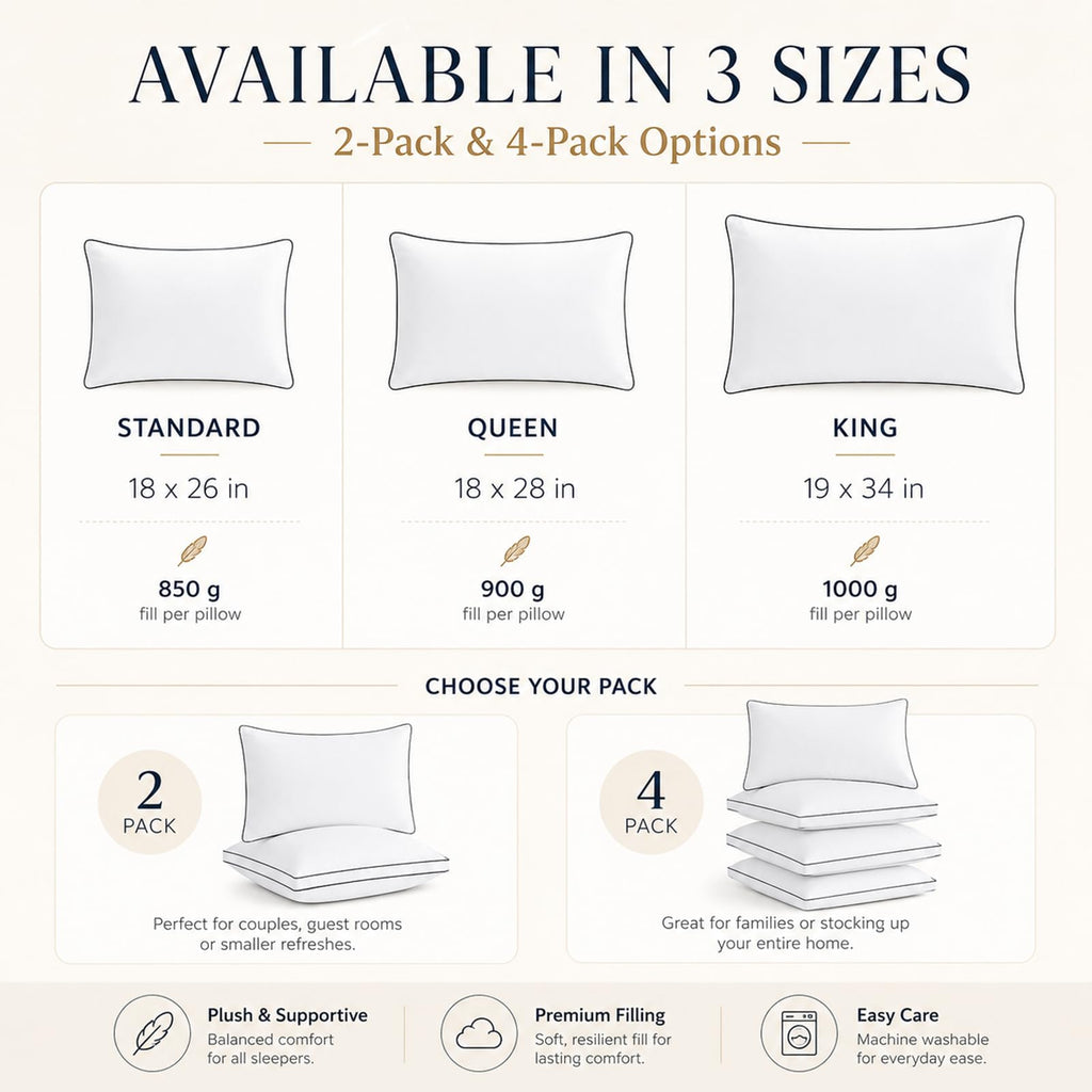 Queen Size Set of 2 Gusseted Bed Pillow A29227