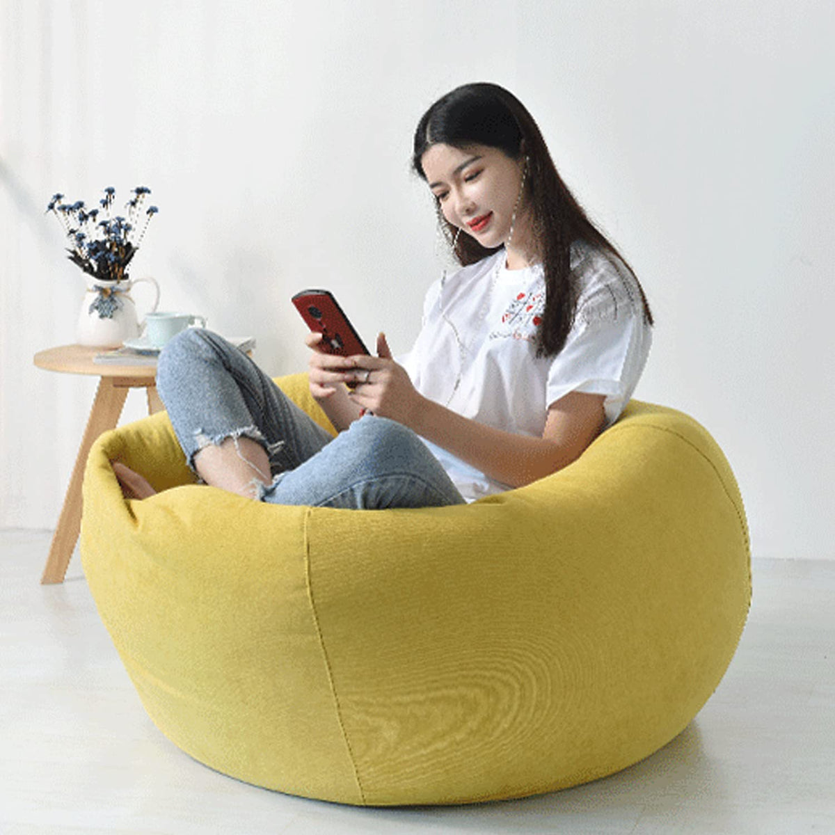 Yellow Washable Bean Bag Chair Cover G7179