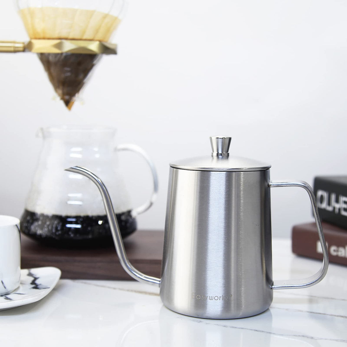 12 oz Stainless Steel French Press and Gooseneck Pour Over Kettle Z344883
