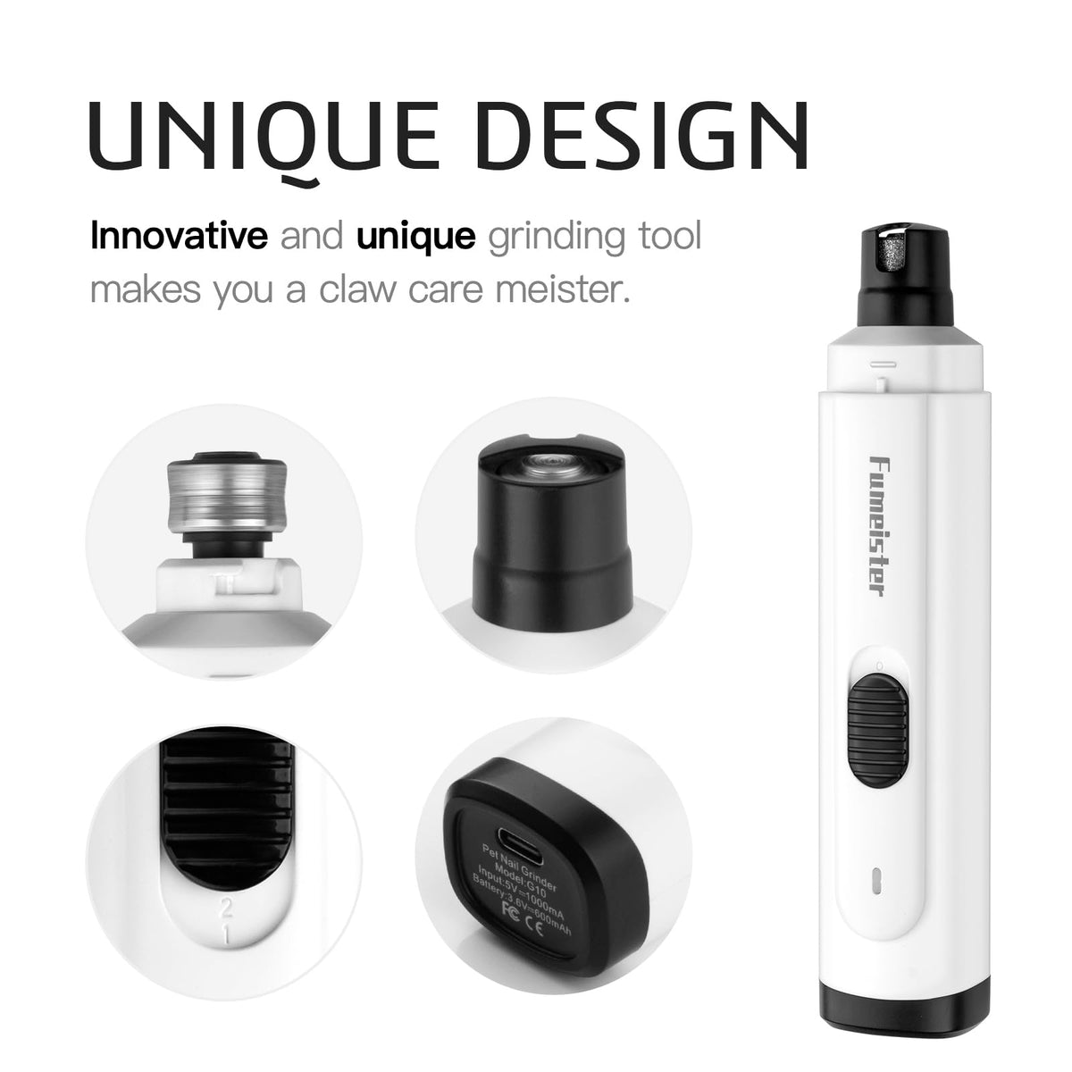 Quiet 2-Speed Type-C Rechargeable Dog Nail Grinder P42858