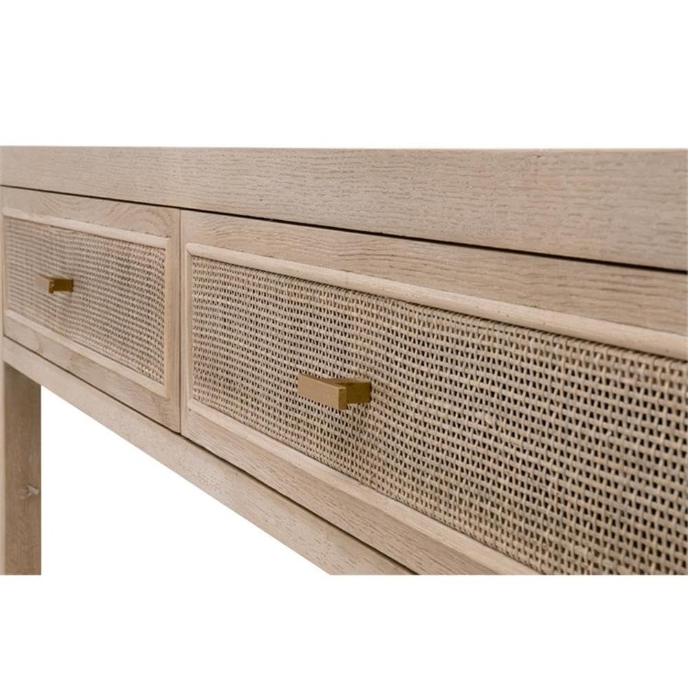 50.5 in Wide Solid Reclaimed Oak Wood and Cane Console Table W539153