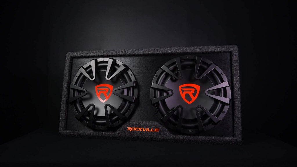 Dual 12" Slim Vented Powered Car Subwoofer Enclosure B10974