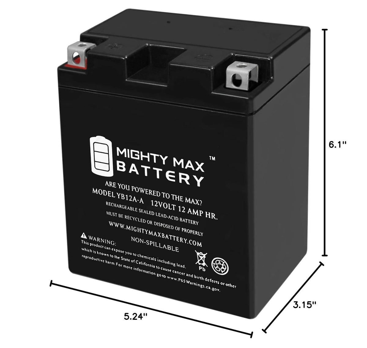 12 Volt 12 AH Rechargeable SLA AGM Motorcycle Battery M91260